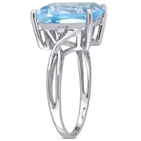 Julianna B Sterling Silver Sky Blue Topaz & White Ring