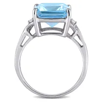 Julianna B Sterling Silver Sky Blue Topaz & White Ring