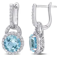 Julianna B Sterling Silver Sky Blue Topaz & White Topaz Earrings