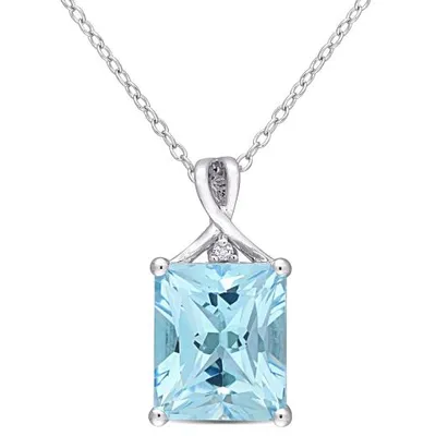 Julianna B Sterling Silver Sky Blue Topaz & White Topaz Pendant