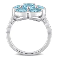 Julianna B Sterling Silver Sky Blue Topaz & 0.06CTW Diamond Ring