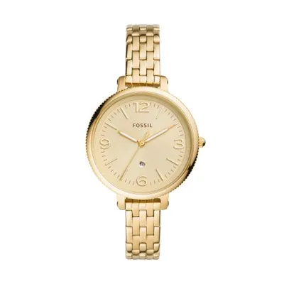 Fossil Women's Monroe Date Gold-Tone Stainless Steel Watch