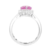 Sterling Silver Created Pink Sapphire & White Ring