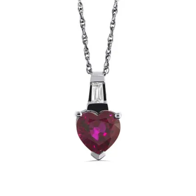 Sterling Silver Created Ruby & Created White Sapphire Pendant