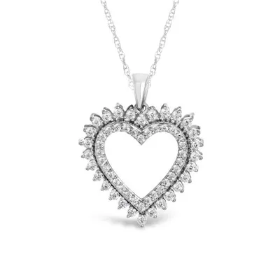 10K White Gold 1.00CTW Diamond Heart Pendant