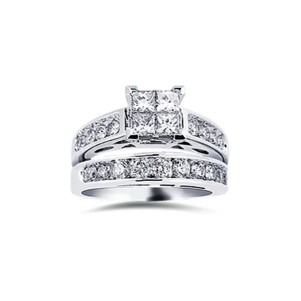 14K White Gold 2.00CTW Princessa Bridal Set