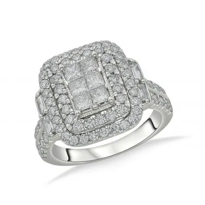 14K White Gold 2.00CTW Diamond Princessa Fashion Ring