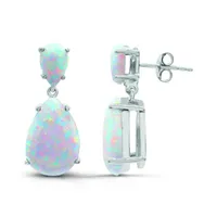 Sterling Silver Created Opal Earrings