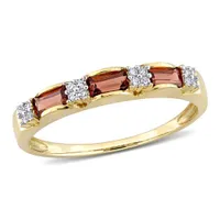 Julianna B 10K Yellow Gold Garnet & 0.06CTW Diamond Ring