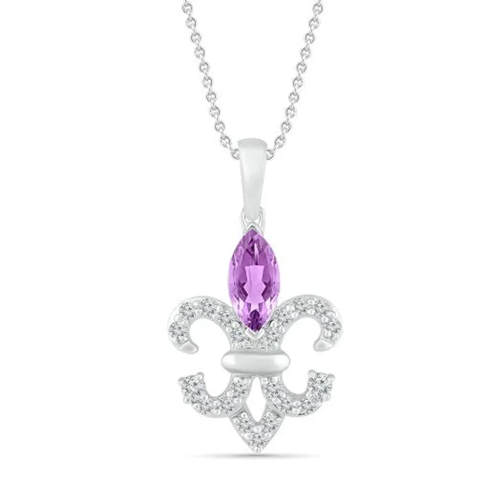 Sterling Silver Amethyst & White Sapphire Pendant