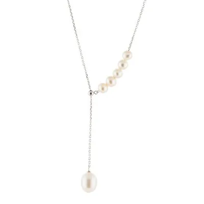 Sterling Silver Sliding Pearl Necklace