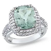Julianna B Sterling Silver Green Quartz & Created White Sapphire Ring