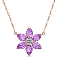 Julianna B 10K Rose Gold Amethyst & Diamond Pendant