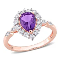 Julianna B 10K Rose Gold Amethyst & 0.02CTW Diamond Ring