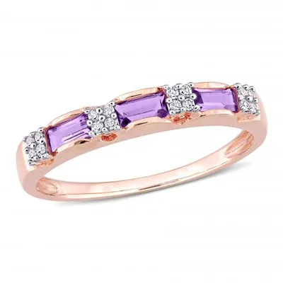 Julianna B 10K Rose Gold Amethyst & 0.07CTW Diamond Ring