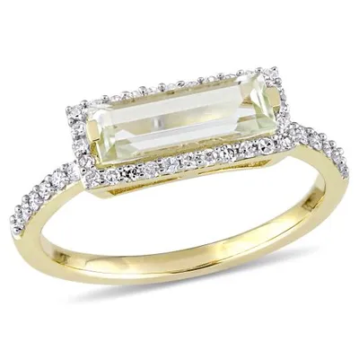 Julianna B 14K Yellow Gold Green Quartz & Diamond Ring