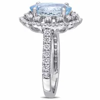 Julianna B 14K White Gold Aquamarine & 0.75ctw Diamond Ring