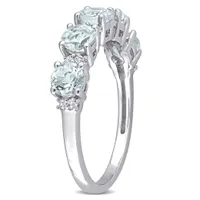 Julianna B Sterling Silver Aquamarine & White Topaz Ring