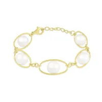 Sterling Silver 10K Yellow Gold Plated 11-12mm 7-8" Freshwater Pearl Bracelet