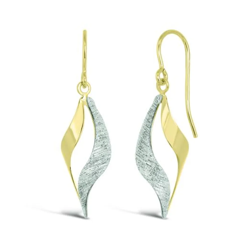 10K Yellow Gold Glitter Drop Earrings