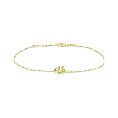 10K Yellow Gold Cubic Zirconia Flower Bracelet