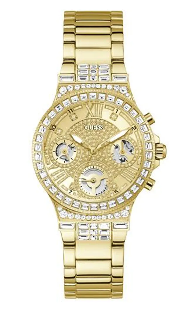 Guess Women's Gold-Tone and Rhinestone Multifunction Watch