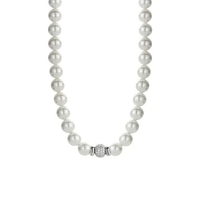 Ti Sento Pearl Cubic Zirconia and Silver Beads Necklace