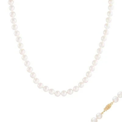 14K Yellow Gold 5-6mm White Akoya Pearl 18" Necklace