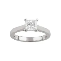 Glacier Fire 14K White Gold 1.00CT Ideal Princess Cut Diamond Solitaire Ring