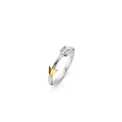 Ti Sento Funky Arrow Silver and Yellow Gold-Tone Ring