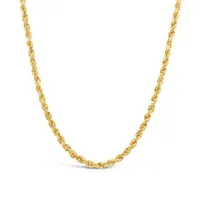 10K Yellow Gold 24" 2mm Semi Solid Diamond Cut Rope Chain