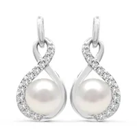 Sterling Silver Pearl & White Topaz Earrings