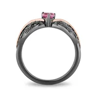 Enchanted Disney Sterling Silver & 10k Rose Gold Black Diamond Maleficent Ring
