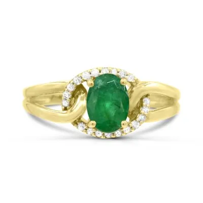 10K Yellow Gold Emerald & Diamond Ring
