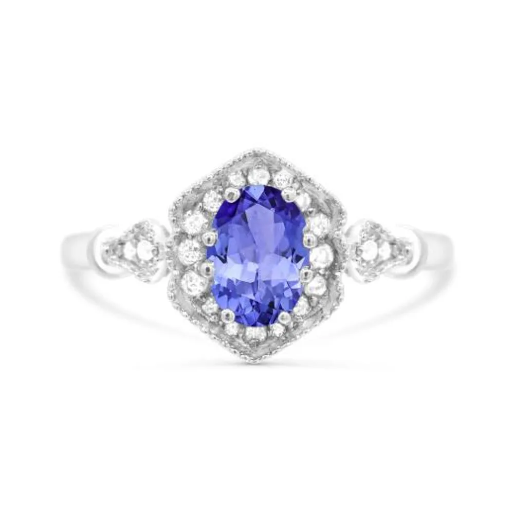 10K White Gold Tanzanite & Sapphire Ring