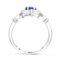 10K White Gold Tanzanite & Sapphire Ring