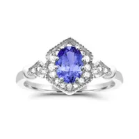 10K White Gold Tanzanite & Sapphire Ring