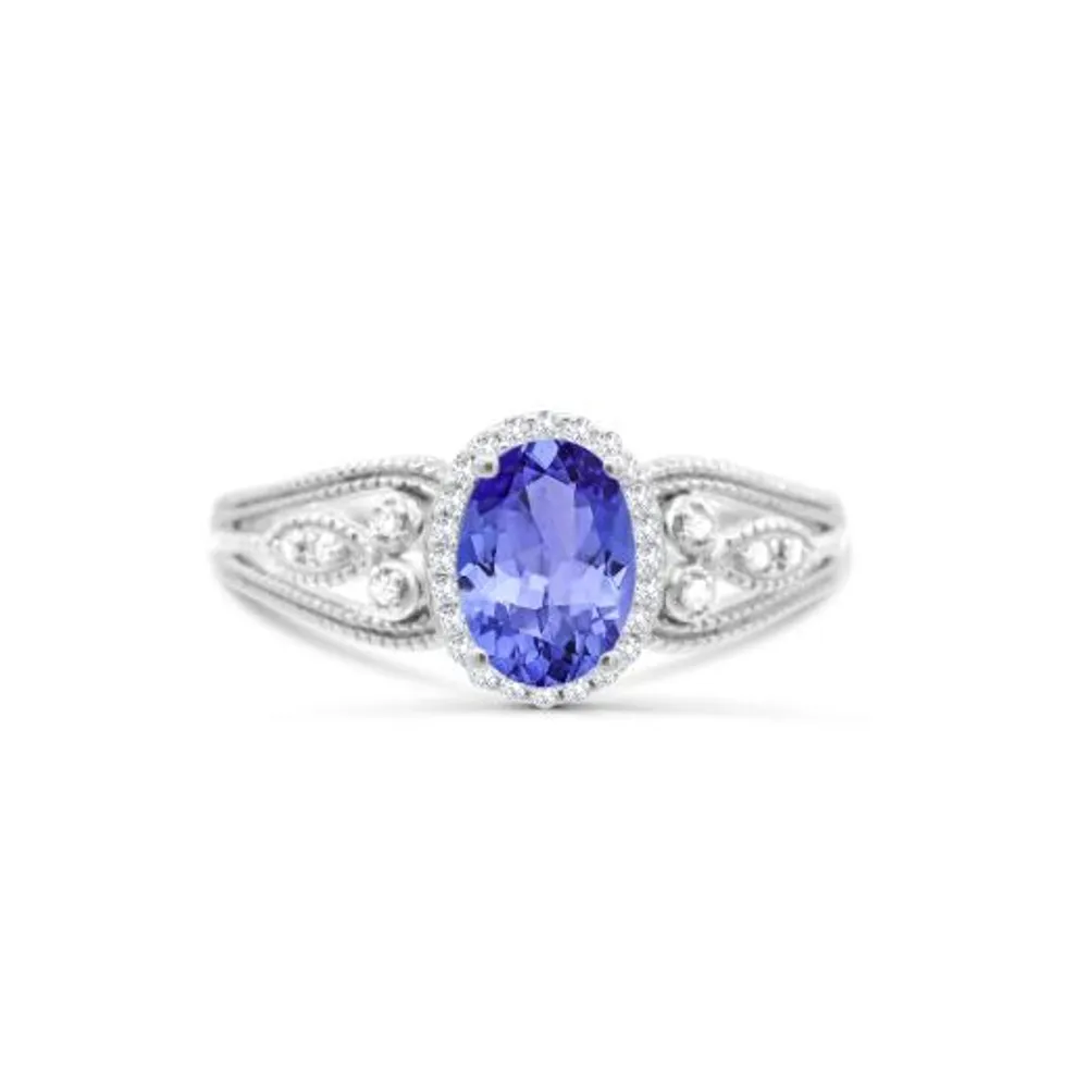 Sterling Silver Tanzanite & Diamond Ring