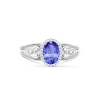 Sterling Silver Tanzanite & Diamond Ring