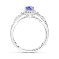 Sterling Silver Tanzanite & Diamond Ring