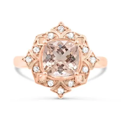 10K Rose Gold Morganite & White Sapphire Ring