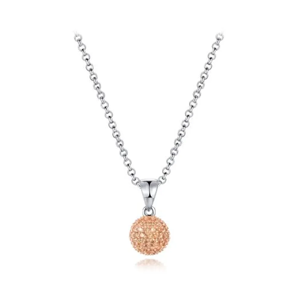 Sterling Silver Champagne Cubic Zirconia 8mm Ball Pendant