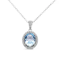 Sterling Silver Blue Topaz & Created White Sapphire 3 Piece Set