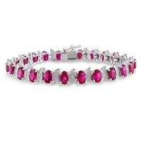 Julianna B Sterling Silver Created Ruby & Diamond Bracelet