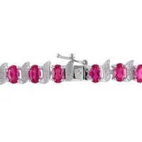 Julianna B Sterling Silver Created Ruby & Diamond Bracelet