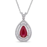 Julianna B 18K White Gold Ruby & Diamond Pendant