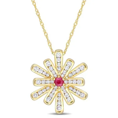 Julianna B 10K Yellow Gold Ruby & White Topaz Pendant