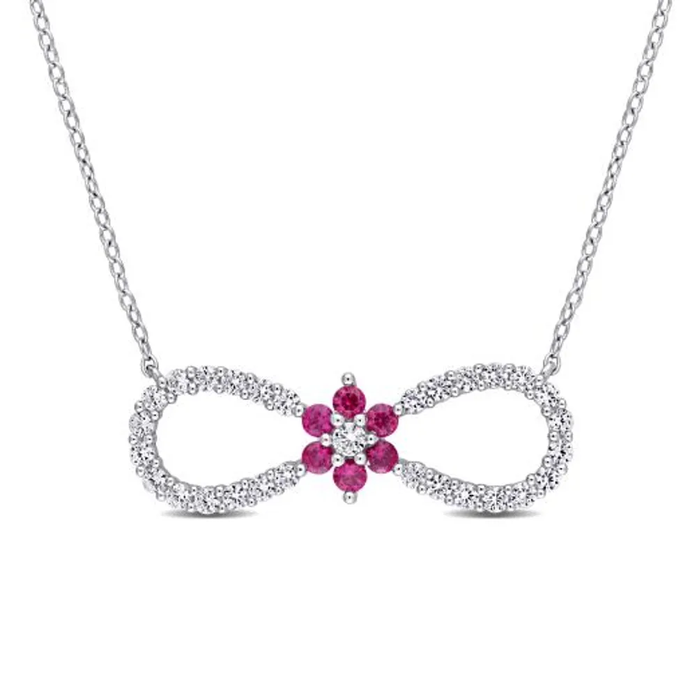 Julianna B Sterling Silver Created Ruby & Created White Sapphire Pendant