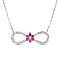 Julianna B Sterling Silver Created Ruby & Created White Sapphire Pendant
