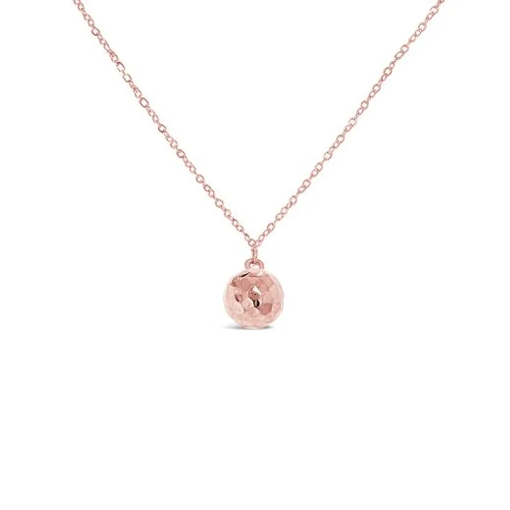 10K Rose Gold 18" Ball Diamond Cut Necklace